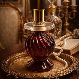 AVON 1969 CANDLESTICK CHARISMA COLOGNE RED GLASS COLLECTIBLE VINTAGE BOTTLE